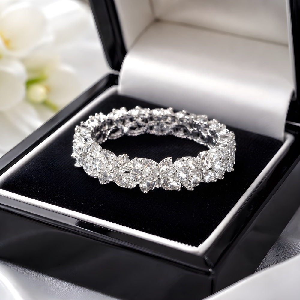 *NEW* 925 Silver Organic Flow Ring with Sparkling Cubic Zirconia Stones
